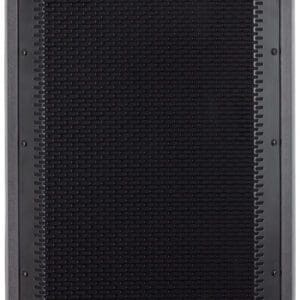 The light yet durable injection-molded plastic enclosure with molded-in stand mount cup eases portable use for live music or PA sound. The trapezoidal cabinet has three handles for ease of portability, and two extra angled sections on either side to allow use as a floor monitor. Two mounting point locations are available, one on top and one on the side for the Peavey® VM™ 70 mounting bracket. A full length black powder coated perforated steel grille with cloth backing provides system protection and a professional appearance.