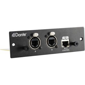 Designed to work with the Mackie DL32R 32-channel live sound mixer, the DL Dante Expansion Card is designed to enable the aforementioned mixer to connect with any Dante audio network. Once installed, this expansion card provides 32×32 channels of I/O, allowing you to route disparate types of audio signal–from loudspeaker to microphone–to and from the DL32R.