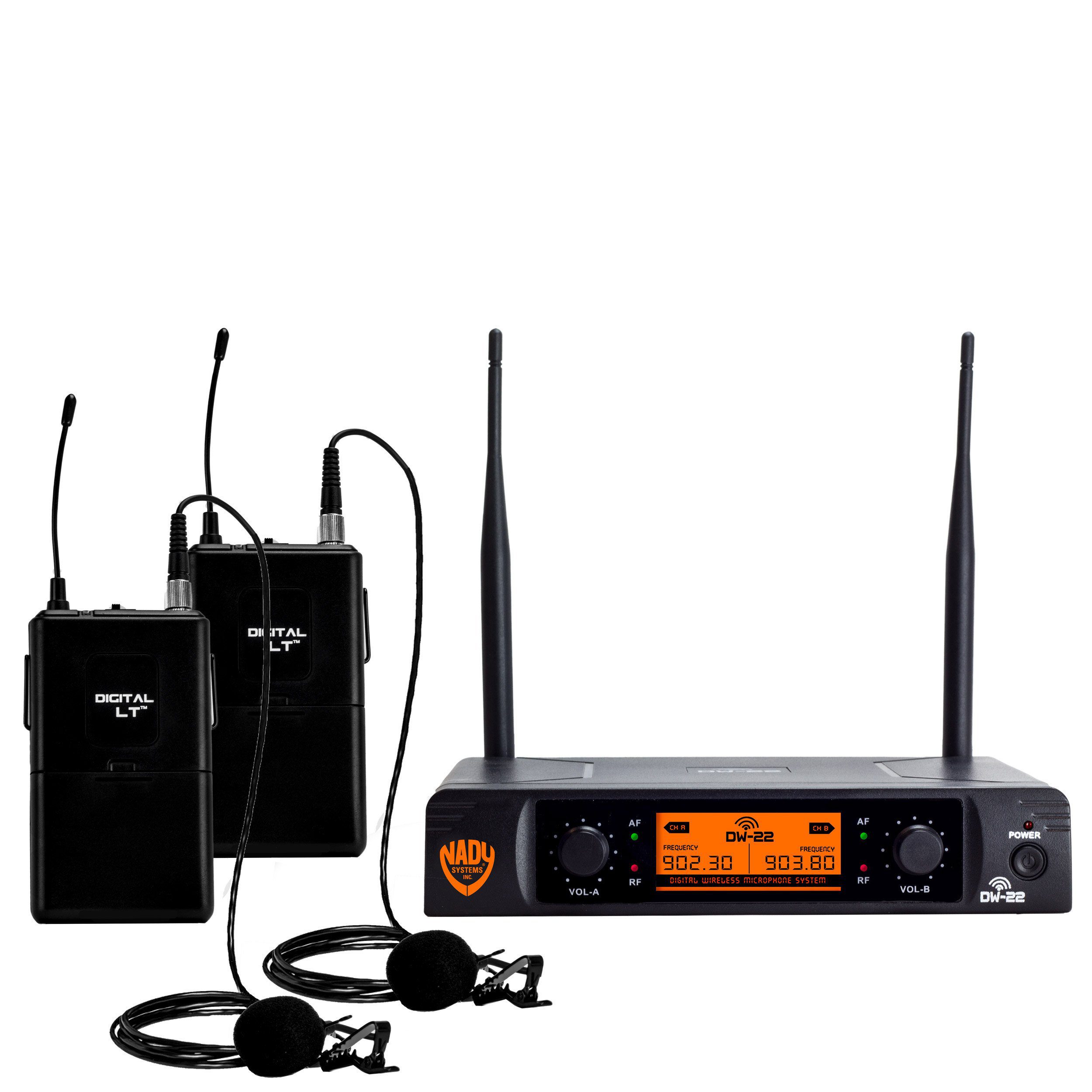Nady DW22 Dual Digital Wireless Lapel Microphone System BNC