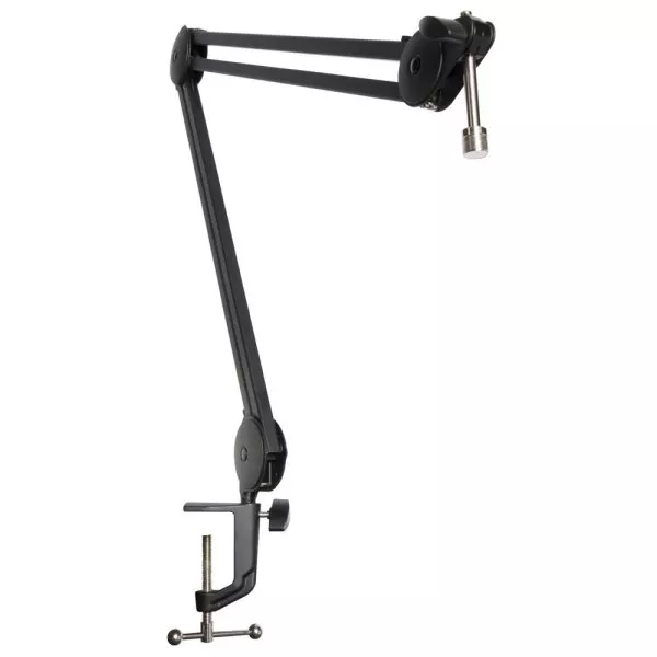 Flexible articulating broadcast-style mic boom moves quietly to maintain production quality Includes a clamp for quick set up and a screw-down flange mount for installation Springs and cables inside the tubing provide ease of mic placement and a sleek look Three hinges and a rotating base make it easy to reposition the mic on the fly