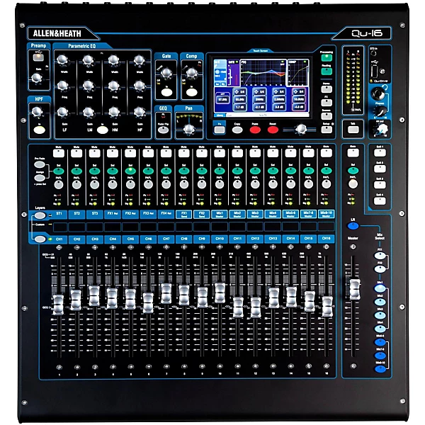 Allen & Heath's Qu-16 Chrome Edition mixer gives musicians and engineers a portable yet powerful mixing solution. With 16 high-performance mic preamps, total recall and onboard DSP, the Qu-16 delivers studio-quality results for live shows, recordings, conferences and more.